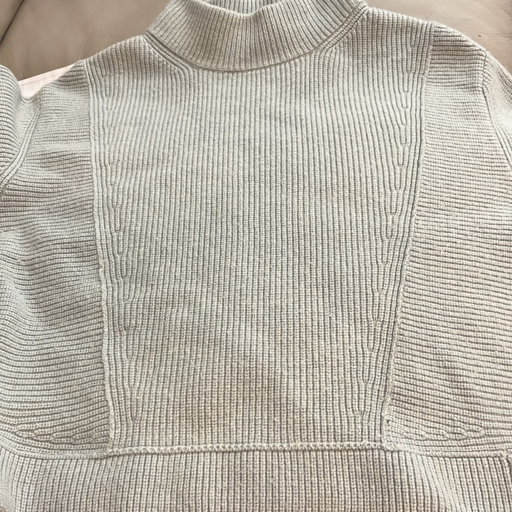 Aqua High-Low Mock Neck Ribbed Wool Blend Sweater Sage Green Size M - Picture 8 of 12
